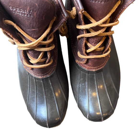 Women’s Sperry Brown Leather Upper Saltwater Duck Boots Size 8.5 - Picture 5 of 11